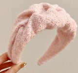 Darrahopens Fashion > Women's Fashion > Women's Accessories Headband - Set of Two - Retro Style with Ruffles - Elegant and Stylish Headband for Women - Suitable for Parties, Daily Wear and Special Occasions (White + Pink)
