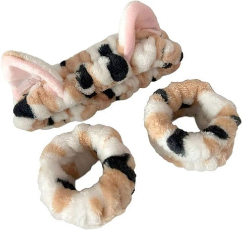 Darrahopens Fashion > Women's Fashion > Women's Accessories Headbands - 3-Piece Set - Wristbands - Cute Cat Headbands and Wristbands - Designed for Women - Face Cleanser and Makeup for Girls - Plush Hair Ties and Grooming Accessories