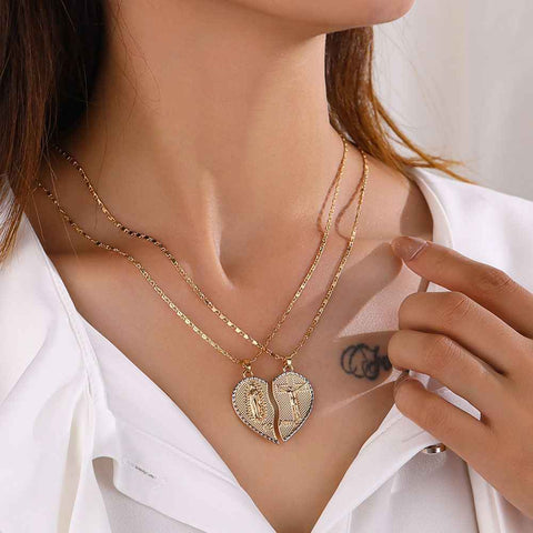 Darrahopens Fashion > Women's Fashion > Women's Accessories Jesus Cross Spliced Heart Pendant - Copper Plated Stackable Collarbone Chain with Jewelry Box, Christmas Easter Gift for Women and Men