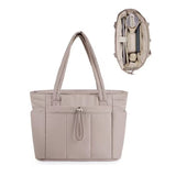 Darrahopens Fashion > Women's Fashion > Women's Accessories Khaki Quilted Puffer Nylon Tote/Laptop Bag for Women with Internal Cup Holder and Front & Side Pockets - Multi-Pocket Travel Handbag Fit in 15.7" Laptop