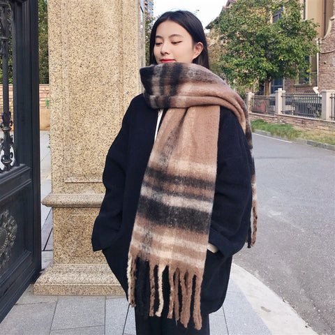 Darrahopens Fashion > Women's Fashion > Women's Accessories Khaki Women's Fashion Plaid Scarf - Warm & Stylish Long Neck Warmer (220x40cm)