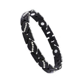 Darrahopens Fashion > Women's Fashion > Women's Accessories Leaf Magnetic Therapy Bracelet with Rhinestones - Geometric Stylish Wristband & Wellness Jewelry, Free Removel Tool(Black)