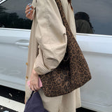 Darrahopens Fashion > Women's Fashion > Women's Accessories Leopard print New Design Women's Shoulder Bag - Felt Fabric Tote Bag, Trendy Minimalist Style