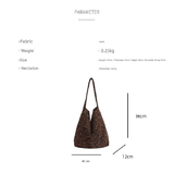Darrahopens Fashion > Women's Fashion > Women's Accessories Leopard print New Design Women's Shoulder Bag - Felt Fabric Tote Bag, Trendy Minimalist Style