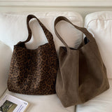 Darrahopens Fashion > Women's Fashion > Women's Accessories Leopard print New Design Women's Shoulder Bag - Felt Fabric Tote Bag, Trendy Minimalist Style