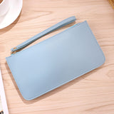 Darrahopens Fashion > Women's Fashion > Women's Accessories Light blue Women's Soft PU Leather Double-Layer Zip Wallet with Wrist Strap – Spacious Card, Cash and Phone Holder for Students and Everyday Use in Australia