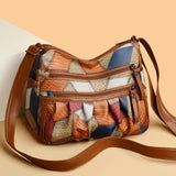 Darrahopens Fashion > Women's Fashion > Women's Accessories Lightweight PU Leather Pleated Shoulder Bag with Contrast Color Patchwork - Multi-Zipper Large Capacity Satchel for Women