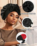 Darrahopens Fashion > Women's Fashion > Women's Accessories Luxury Double-Sided Satin Bonnet with Elastic Band(Rose red + pink lining)