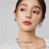 Darrahopens Fashion > Women's Fashion > Women's Accessories Luxury Porcelain Blue Gold Enamel Flower Pearl Earrings with Sparkling Zirconia - Vintage S925 Hypoallergenic Sterling Silver Needle