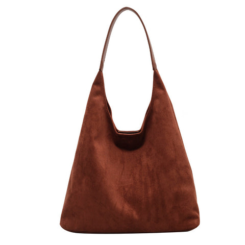 Darrahopens Fashion > Women's Fashion > Women's Accessories Minimalist Faux Suede Tote Bags - Soft Large Capacity Handbags for Everyday Use ( Brown)