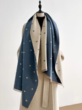 Darrahopens Fashion > Women's Fashion > Women's Accessories Modern Love Double-sided Shawl, Faux Cashmere Autumn Winter Fringe Oversized Fashion Versatile Warm Scarf(royal blue)