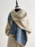 Darrahopens Fashion > Women's Fashion > Women's Accessories Modern Love Double-sided Shawl, Faux Cashmere Autumn Winter Fringe Oversized Fashion Versatile Warm Scarf(royal blue)