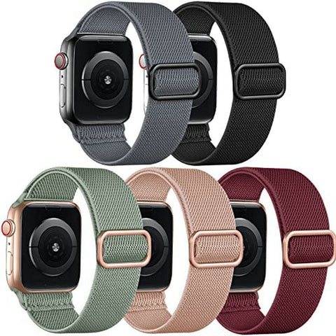 Darrahopens Fashion > Women's Fashion > Women's Accessories Nylon Stretch Band 5-Pack Compatible with Apple Watch 42mm 44mm 45mm Solo Loop Fabric Elastic Bracelet for Women Men