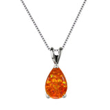 Darrahopens Fashion > Women's Fashion > Women's Accessories Orange Opal Teardrop Platinum-plated chain Pendant Necklace for Women, Elegant Sparkling Opal Drop Necklace, Adjustable Chain Fashion Jewellery Gift