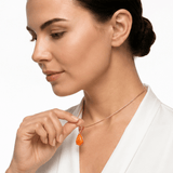 Darrahopens Fashion > Women's Fashion > Women's Accessories Orange Opal Teardrop Rose gold-plated chain Pendant Necklace for Women, Elegant Sparkling Opal Drop Necklace, Adjustable Chain Fashion Jewellery Gift