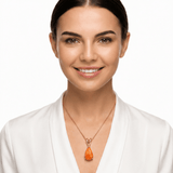 Darrahopens Fashion > Women's Fashion > Women's Accessories Orange Opal Teardrop Rose gold-plated chain Pendant Necklace for Women, Elegant Sparkling Opal Drop Necklace, Adjustable Chain Fashion Jewellery Gift