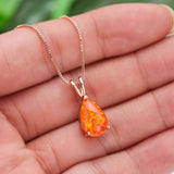 Darrahopens Fashion > Women's Fashion > Women's Accessories Orange Opal Teardrop Rose gold-plated chain Pendant Necklace for Women, Elegant Sparkling Opal Drop Necklace, Adjustable Chain Fashion Jewellery Gift