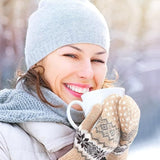 Darrahopens Fashion > Women's Fashion > Women's Accessories Pack of 3 pairs - Warm winter gloves for women - Extra thick - Knitted imitation - Suitable for cold winter weather (style A)
