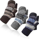 Darrahopens Fashion > Women's Fashion > Women's Accessories Pack of 3 pairs - Warm winter gloves for women - Extra thick - Knitted imitation - Suitable for cold winter weather (style D)