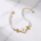 Darrahopens Fashion > Women's Fashion > Women's Accessories Pearl Flower Bracelet for Women – Adjustable Faux Pearl Beaded Bracelet with Gold Floral Charm, Elegant Lightweight Fashion Wrist Jewellery, Gift Box Included, Bridal, Birthday & Everyday Wear In Australia - Darrahopens