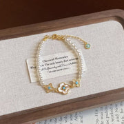 Darrahopens Fashion > Women's Fashion > Women's Accessories Pearl Flower Bracelet for Women – Adjustable Faux Pearl Beaded Bracelet with Gold Floral Charm, Elegant Lightweight Fashion Wrist Jewellery, Gift Box Included, Bridal, Birthday & Everyday Wear In Australia - Darrahopens