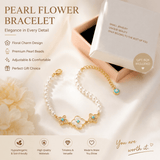 Darrahopens Fashion > Women's Fashion > Women's Accessories Pearl Flower Bracelet for Women – Adjustable Faux Pearl Beaded Bracelet with Gold Floral Charm, Elegant Lightweight Fashion Wrist Jewellery, Gift Box Included, Bridal, Birthday & Everyday Wear In Australia - Darrahopens