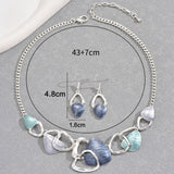 Darrahopens Fashion > Women's Fashion > Women's Accessories Pink Elegant Oil Drip Necklace and Earrings Set for Women, Irregular Design Alloy Jewelry Set, Fashion Statement Pendant Necklace with Drop Earrings, Blue Green Enamel Jewelry Gift Set with Jewelry Box Included In Australia - Darrahopens