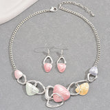 Darrahopens Fashion > Women's Fashion > Women's Accessories Pink Elegant Oil Drip Necklace and Earrings Set for Women, Irregular Design Alloy Jewelry Set, Fashion Statement Pendant Necklace with Drop Earrings, Blue Green Enamel Jewelry Gift Set with Jewelry Box Included In Australia - Darrahopens