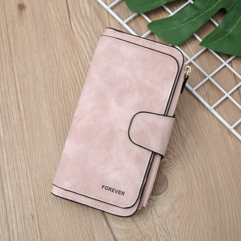 Darrahopens Fashion > Women's Fashion > Women's Accessories Pink Large Capacity Long Wallet Frosted PU Leather Clutch Bag with 14 Card Slots and Zipper Compartment fits Smartphone for Everyday Use Australia