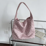 Darrahopens Fashion > Women's Fashion > Women's Accessories Pink leopard print New Design Women's Shoulder Bag - Felt Fabric Tote Bag, Trendy Minimalist Style