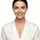 Darrahopens Fashion > Women's Fashion > Women's Accessories Pink Opal Teardrop Platinum-plated chain Pendant Necklace for Women, Elegant Sparkling Opal Drop Necklace, Adjustable Chain Fashion Jewellery Gift
