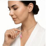 Darrahopens Fashion > Women's Fashion > Women's Accessories Pink Opal Teardrop Platinum-plated chain Pendant Necklace for Women, Elegant Sparkling Opal Drop Necklace, Adjustable Chain Fashion Jewellery Gift