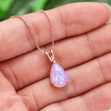 Darrahopens Fashion > Women's Fashion > Women's Accessories Pink Opal Teardrop Rose gold-plated chain Pendant Necklace for Women, Elegant Sparkling Opal Drop Necklace, Adjustable Chain Fashion Jewellery Gift