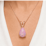 Darrahopens Fashion > Women's Fashion > Women's Accessories Pink Opal Teardrop Rose gold-plated chain Pendant Necklace for Women, Elegant Sparkling Opal Drop Necklace, Adjustable Chain Fashion Jewellery Gift