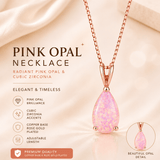 Darrahopens Fashion > Women's Fashion > Women's Accessories Pink Opal Teardrop Rose gold-plated chain Pendant Necklace for Women, Elegant Sparkling Opal Drop Necklace, Adjustable Chain Fashion Jewellery Gift