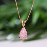 Darrahopens Fashion > Women's Fashion > Women's Accessories Pink Opal Teardrop Rose gold-plated chain Pendant Necklace for Women, Elegant Sparkling Opal Drop Necklace, Adjustable Chain Fashion Jewellery Gift