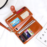 Darrahopens Fashion > Women's Fashion > Women's Accessories Pink Women's Long Buckle Closure Wallet - PU Lether Large Capacity Multi-Slot Card Holder & Purse Combo wIth Wristband