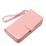 Darrahopens Fashion > Women's Fashion > Women's Accessories Pink Women's Long Buckle Closure Wallet - PU Lether Large Capacity Multi-Slot Card Holder & Purse Combo wIth Wristband