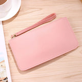 Darrahopens Fashion > Women's Fashion > Women's Accessories Pink Women's Soft PU Leather Double-Layer Zip Wallet with Wrist Strap – Spacious Card, Cash and Phone Holder for Students and Everyday Use in Australia