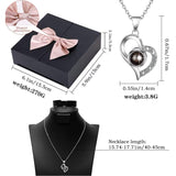 Darrahopens Fashion > Women's Fashion > Women's Accessories Platinum heart-shaped projection necklace, engraved with 100 ways to say "I love you," paired with matching heart-shaped earrings, presented in a rose-adorned double-door gift box—a refined gift blending technology and romance.