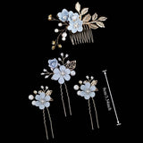 Darrahopens Fashion > Women's Fashion > Women's Accessories Purple 4-Piece Elegant Light Luxury Pearl Flower Hair Accessories Set, Bridal Wedding Hairpin and Hairpin Headdress Set, Bridesmaid Gift Banquet Ornament Set for Women's Hairpin