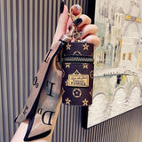 Darrahopens Fashion > Women's Fashion > Women's Accessories Purple Mini Cylinder Lipstick Case Keychain with Silk Scarf Charm PU Leather Coin Purse Bag Pendant for Earphones Keys Vintage Floral Pattern