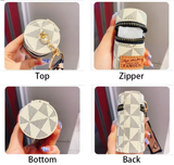 Darrahopens Fashion > Women's Fashion > Women's Accessories Purple Mini Cylinder Lipstick Case Keychain with Silk Scarf Charm PU Leather Coin Purse Bag Pendant for Earphones Keys Vintage Floral Pattern