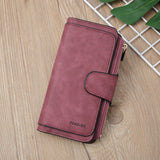 Darrahopens Fashion > Women's Fashion > Women's Accessories Purplish red Large Capacity Long Wallet Frosted PU Leather Clutch Bag with 14 Card Slots and Zipper Compartment fits Smartphone for Everyday Use Australia