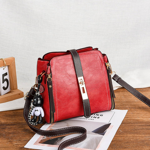 Darrahopens Fashion > Women's Fashion > Women's Accessories Red Fashion Women's Bucket Bag - Summer Crossbody Shoulder Handbag with Keychain