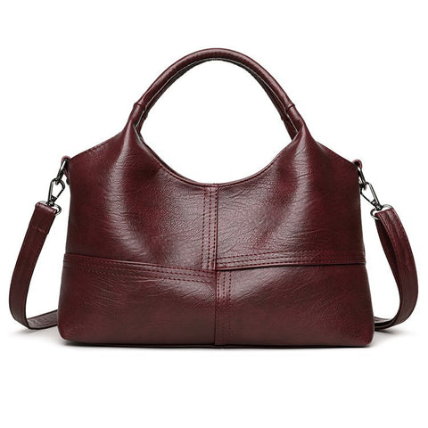 Darrahopens Fashion > Women's Fashion > Women's Accessories Red Retro Soft PU Leather Handbag for Women - Trendy Large Capacity Daily Crossbody Bag with Detachable Shoulder Strap