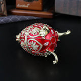 Darrahopens Fashion > Women's Fashion > Women's Accessories Red Vintage European Rhinestone Inlaid Embossed Enameled Jewelry Box - Hand-Painted Easter Egg Metal Craft