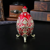 Darrahopens Fashion > Women's Fashion > Women's Accessories Red Vintage European Rhinestone Inlaid Embossed Enameled Jewelry Box - Hand-Painted Easter Egg Metal Craft