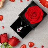 Darrahopens Fashion > Women's Fashion > Women's Accessories Rose Heart Pendant Necklace, copper-inlaid zirconia with ruby accents, adjustable chain. Symbolizing "I love you," it is a heartfelt jewelry gift for female relatives and friends, perfect for Christmas, Valentine’s Day, birthdays, and other holidays.