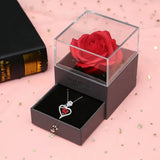 Darrahopens Fashion > Women's Fashion > Women's Accessories Rose Heart Pendant Necklace, copper-inlaid zirconia with ruby accents, adjustable chain. Symbolizing "I love you," it is a heartfelt jewelry gift for female relatives and friends, perfect for Christmas, Valentine’s Day, birthdays, and other holidays.